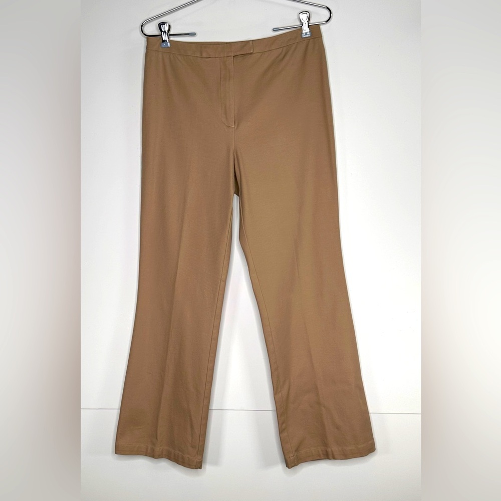 Chico’s Classic Beige Pants Zipper & Hook Closure 2 Faux Back Pockets Sz 1 Short - Picture 1 of 5